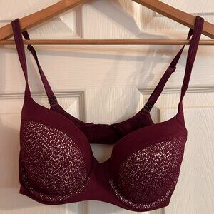 32DD Body By Victoria Lined Demi Burgundy Bra